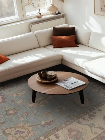 Light Blue Wool Oushak Vegetable Dye Area Rug 9x12