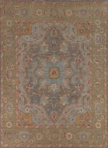 Vegetable Dye Wool Oushak Turkish Area Rug 8x10