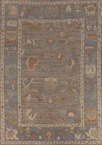 Earth Tone Wool Oushak Vegetable Dye Area Rug 9x12