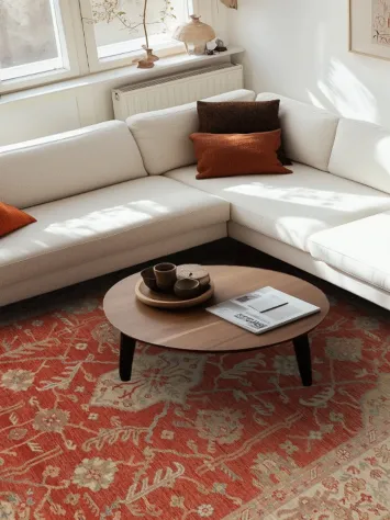 Orange Turkish Wool Oushak Vegetable Dye Area Rug 9x12