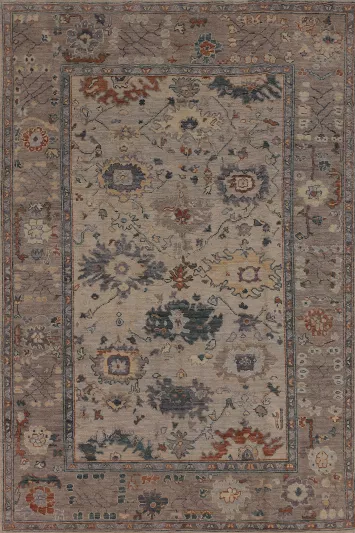 Vegetable Dye Oushak Turkish Area Rug 6x9