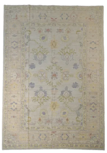 Earth Tone Wool Oushak Vegetable Dye Wool Rug 6x9