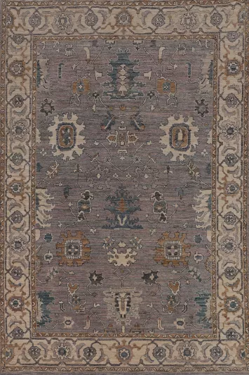 Gray Turkish Wool Oushak Vegetable Dye Area Rug 6x9