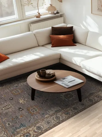 Gray Turkish Wool Oushak Vegetable Dye Area Rug 6x9