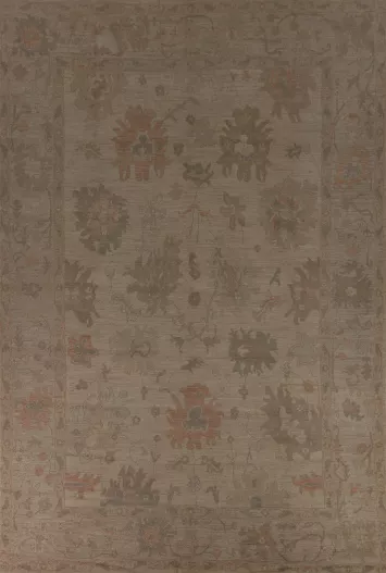 Earth Tone Vegetable Dye Oushak Wool Area Rug 10x13