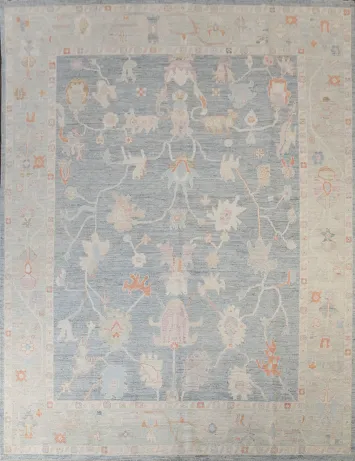 Soft Toned Vegetable Dye Oushak Turkish Oriental Rug 9x12