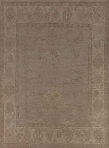 Earth Tone Wool Vegetable Dye Oushak Area Rug 8x10