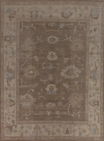 Vegetable Dye Brown Oushak Turkish Area Rug 8x10