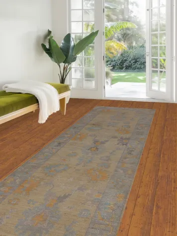 Handmade Wool Oushak Vegetable Dye Runner Rug 3x12