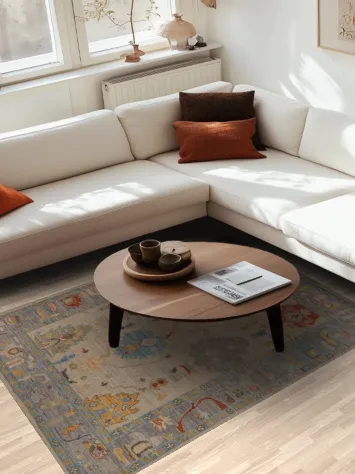 Vegetable Dye Oushak Oriental Rug 5x7