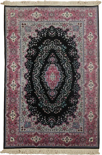 Vegetable Dye Black & Pink Tabriz Chinese Area Rug 6x9