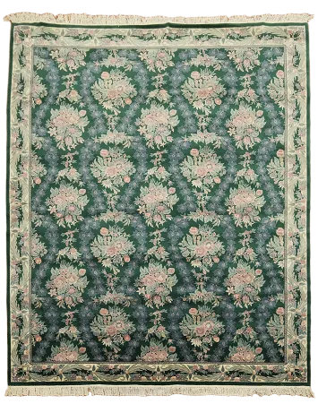 Vegetable Dye Green Aubusson Chinese Area Rug 9x12