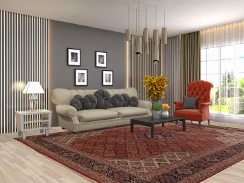 Orange Geometric Meymeh Indian Area Rug 9x11