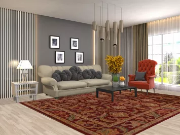 All-Over Floral Red Agra Indian Area Rug 8x10