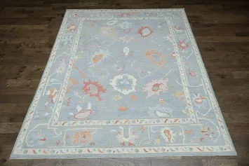 Vegetable Dye Gray Oushak Turkish Area Rug 9x12