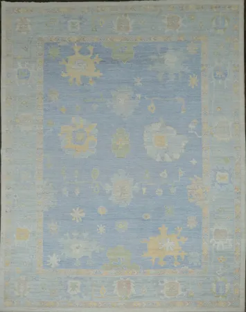 Blue Vegetable Dye Oushak Turkish Area Rug 10x12