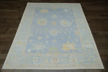 Blue Vegetable Dye Oushak Turkish Area Rug 10x12