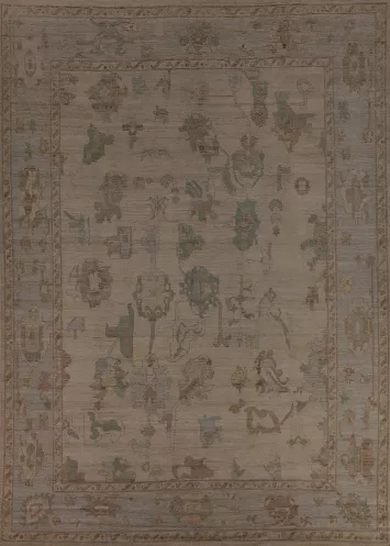 Vegetable Dye Oushak Turkish Area Rug 9x12