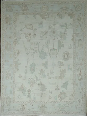 Vegetable Dye Oushak Turkish Area Rug 9x12