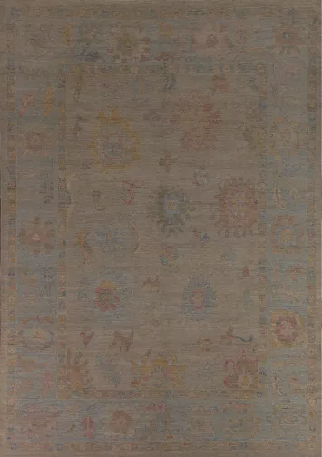 Vegetable Dye Oushak Turkish Area Rug 9x12