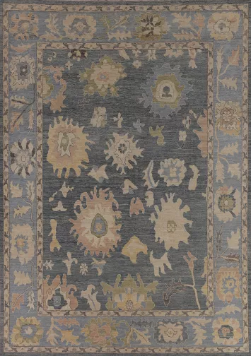 Vegetable Dye Oushak Turkish Area Rug 9x12