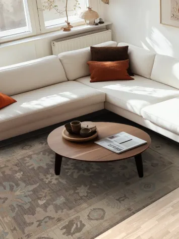 Vegetable Dye Oushak Turkish Area Rug 6x9