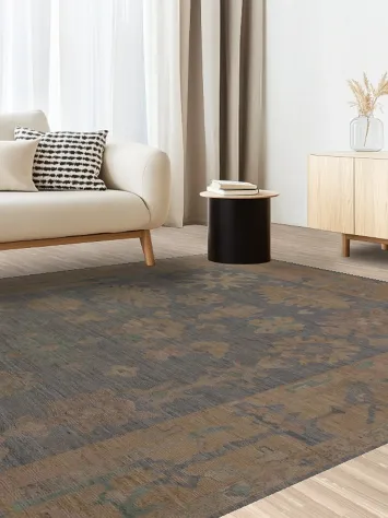 Vegetable Dye Blue Oushak Turkish Area Rug 8x10