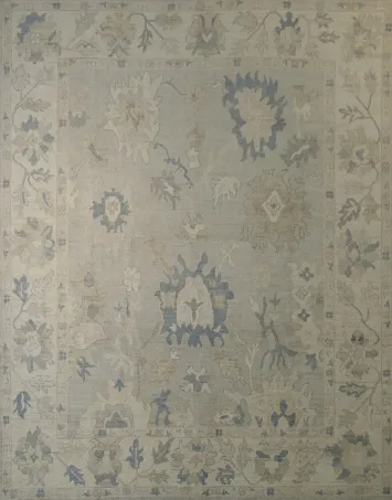 Vegetable Dye Muted Grey Oushak Turkish Area Rug 8x10 ft