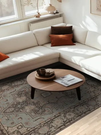 Vegetable Dye Oushak Turkish Area Rug 6x9