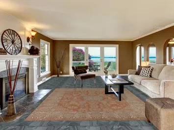 Orange Oushak Vegetable Dye Turkish Area Rug 8x10