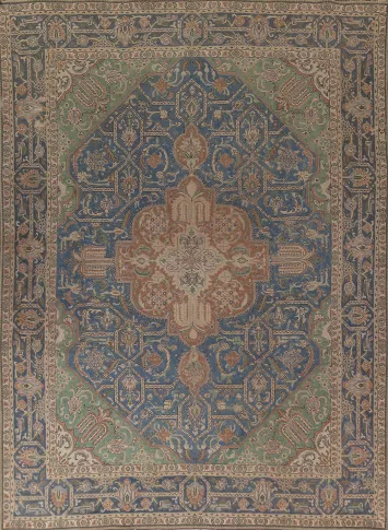 Blue Handmade Tabriz Persian Area Rug 10x13