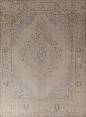 Distressed Wool Tabriz Persian Area Rug 9x12