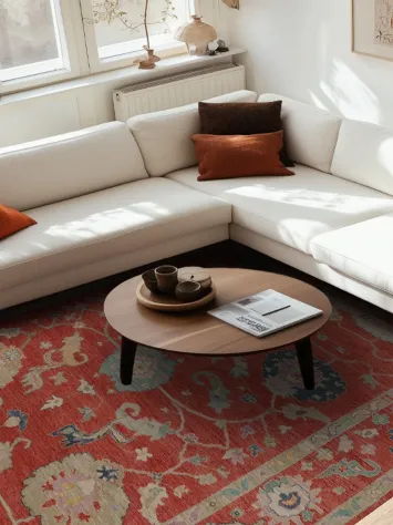 All-Over Orange Oushak Vegetable Dye Area Rug 9x12