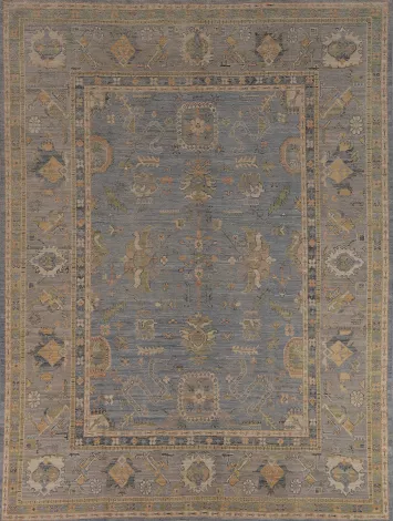 Light Blue Oushak Vegetable Dye Turkish Area Rug 8x10