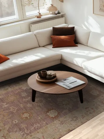 Vegetable Dye Brown Oushak Turkish Area Rug 6x9