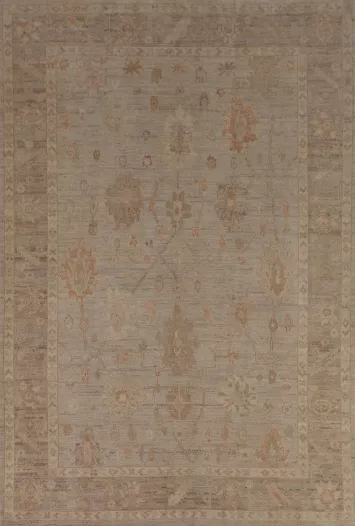 Earth Tone Oushak Vegetable Dye Turkish Area Rug 6x9