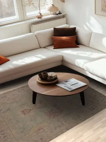 Light Green Oushak Vegetable Dye Turkish Rug 5x7