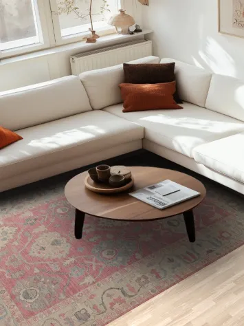 Handmade Pink Oushak Vegetable Dye Wool Area Rug 6x9