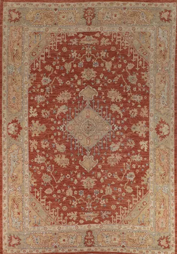 Vegetable Dye Oushak Turkish Large Rug 11x14