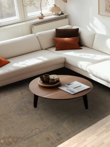 Earth Tone Wool Oushak Turkish Area Rug 7x10