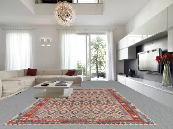 Flat Weave Geometric Kilim Oriental Large Rug 10x16