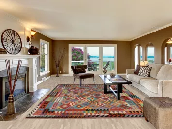 Flat Weave Colorful Kilim Wool Area Rug 8x12