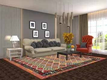 All-Over Trellis Geometric Kilim Wool Area Rug 8x10