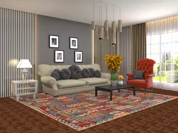 Colorful Geometric Kilim Oriental Area Rug 8x10