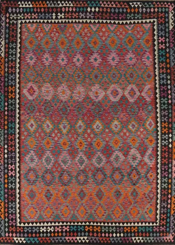 Flat Weave Wool Kilim Oriental Area Rug 10x13