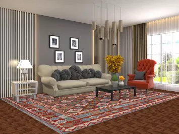 Trellis Flat Weave Kilim Wool Area Rug 8x11