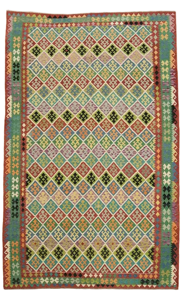 Trellis Multicolor Kilim Oriental Large Rug 10x16