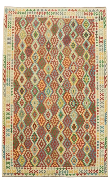 Geometric Multicolor Kilim Oriental Large Rug 10x16