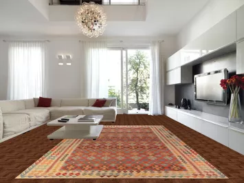 Geometric Trellis Wool Kilim Oriental Large Rug 10x16