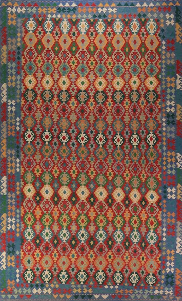 All-Over Geometric Kilim Oriental Large Rug 10x16